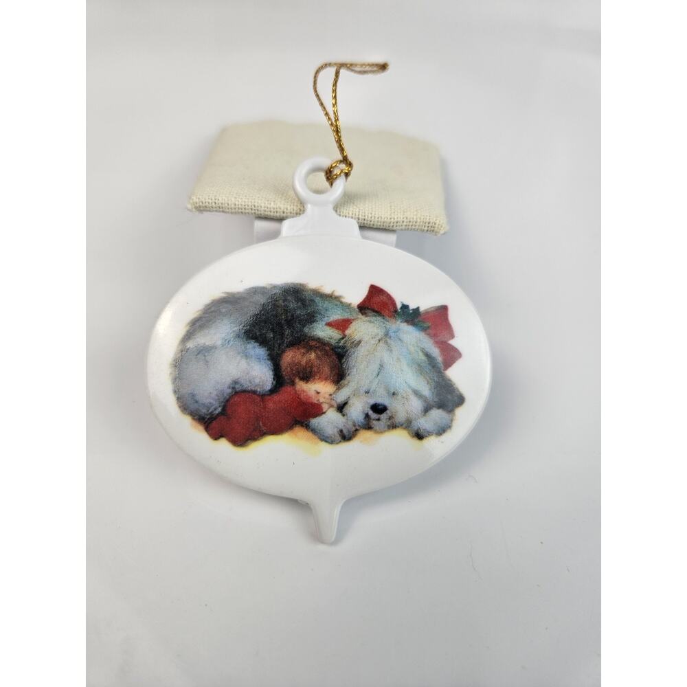 Vintage Hallmark 1982‎ Dog Nap Child Ceramic Christmas Tree Trimmer Ornament